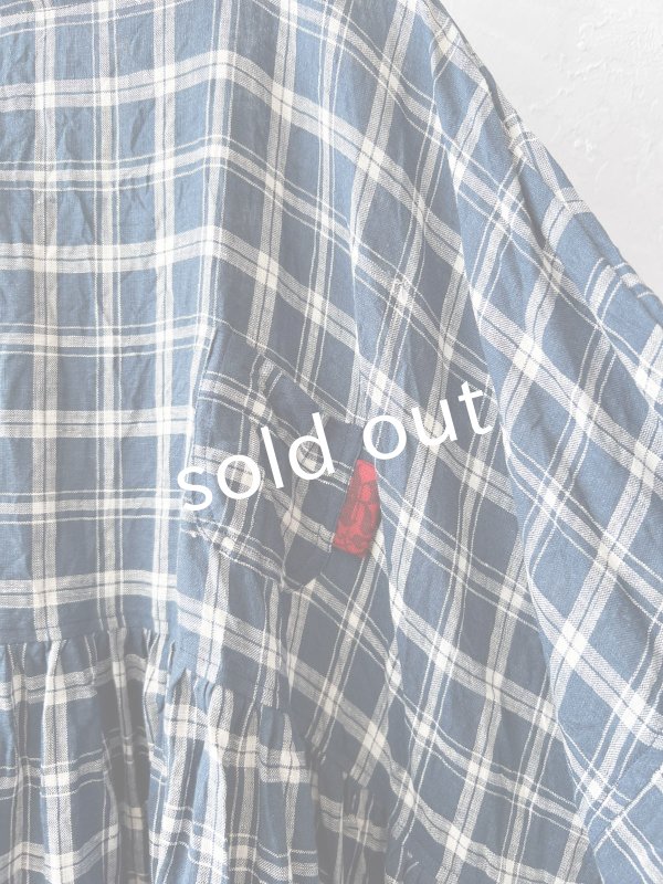 画像4: MARCHE' DE SOEUR／ギャザープルオーバー・ブルーグリーンチェック (4)