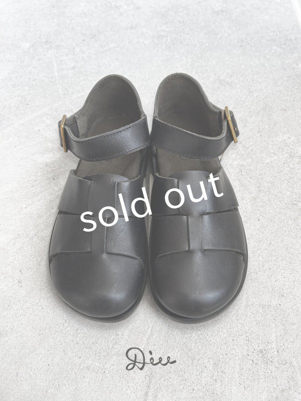 画像2: 【30%OFF SALE】Diu/本革太メッシュサンダル・ブラック【M】 (2)