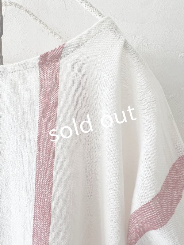 画像3: SO／ガーゼワイドチュニック・レッドストライプ (3)