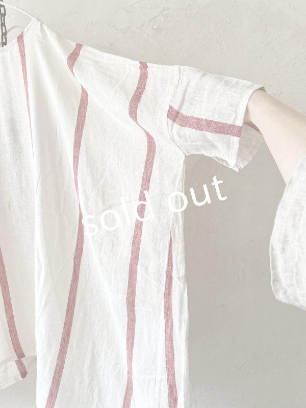 画像5: SO／ガーゼワイドチュニック・レッドストライプ (5)