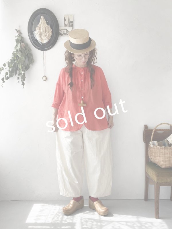 画像11: SO／コットンローンギャザーブラウス・レッド (11)