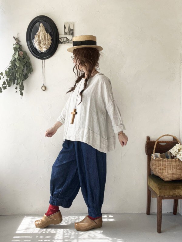 画像10: ubasoku/0307 デニムピエロパンツ・インディゴ (10)