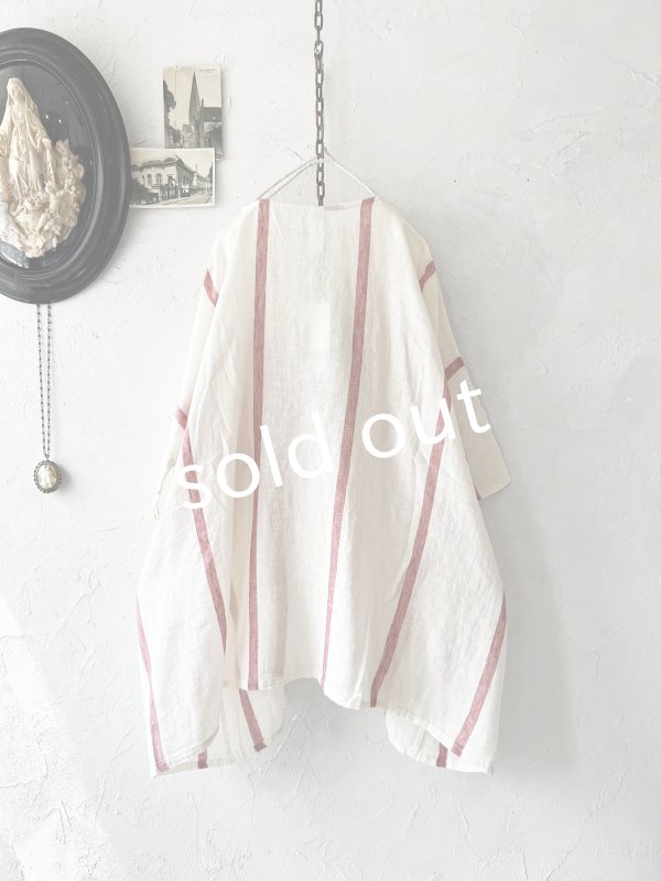 画像9: SO／ガーゼワイドチュニック・レッドストライプ (9)