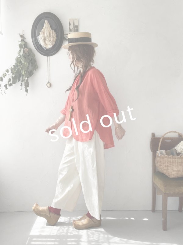 画像12: SO／コットンローンギャザーブラウス・レッド (12)