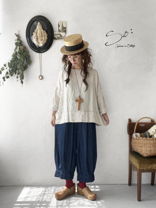 画像9: ubasoku/0307 デニムピエロパンツ・インディゴ (9)