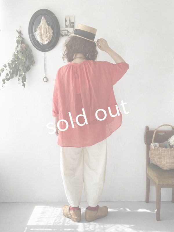 画像13: SO／コットンローンギャザーブラウス・レッド (13)