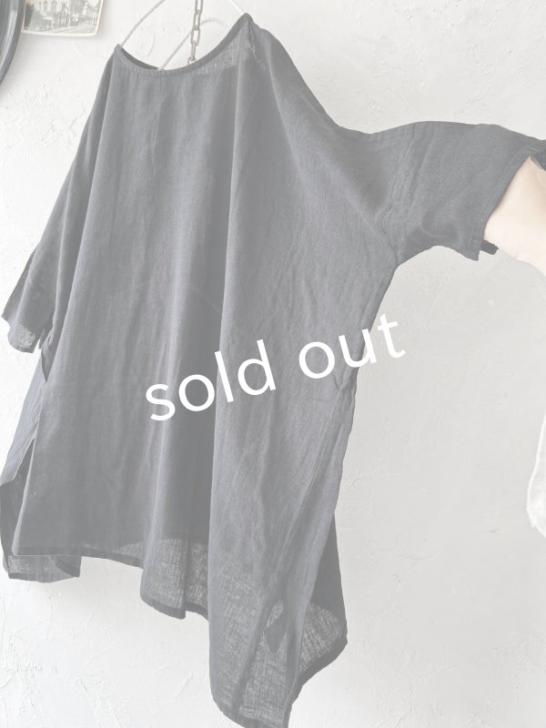 画像5: SO／ガーゼワイドチュニック・ブラック (5)