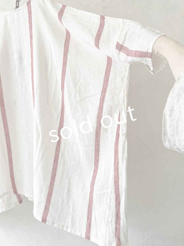 画像6: SO／ガーゼワイドチュニック・レッドストライプ (6)