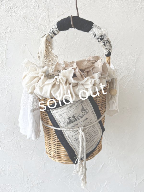 画像3: pollenbienco／アンティークレースと十字架のバスケット・A (3)