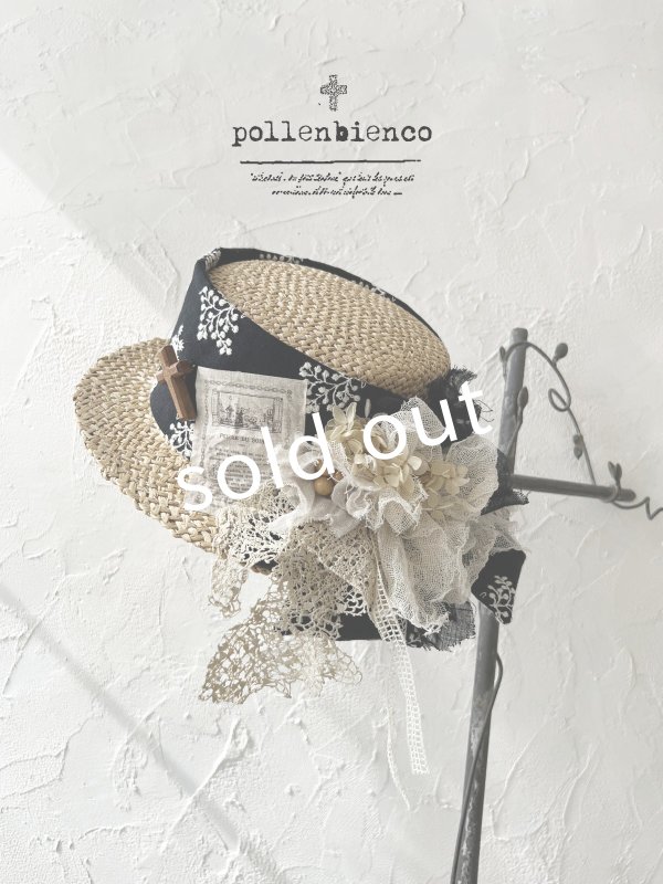 画像1: pollenbienco／アンティークレースの帽子・D (1)