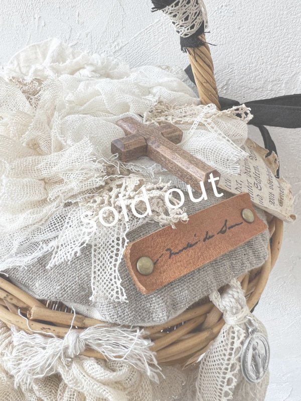 画像5: pollenbienco／アンティークレースと十字架のバスケット・B (5)