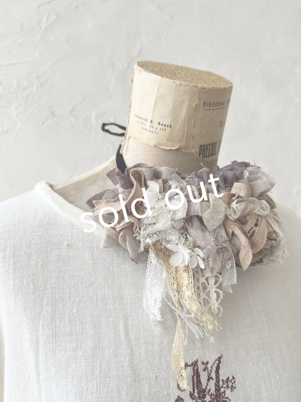 画像3: pollenbienco／アンティークレースのチョーカー・ライラック (3)