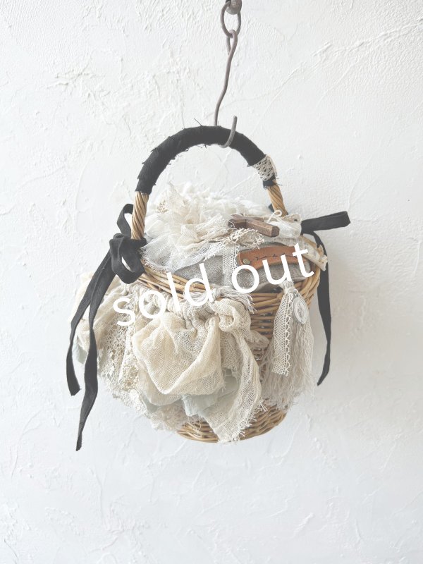 画像3: pollenbienco／アンティークレースと十字架のバスケット・B (3)