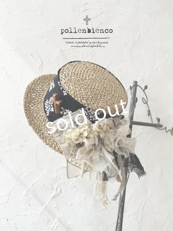 画像1: pollenbienco／アンティークレースの帽子・C (1)