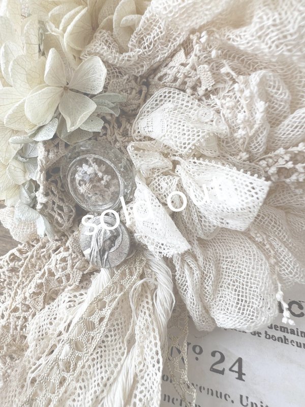 画像6: pollenbienco／アンティークレースのコサージュ・D (6)