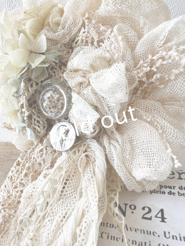 画像7: pollenbienco／アンティークレースのコサージュ・D (7)