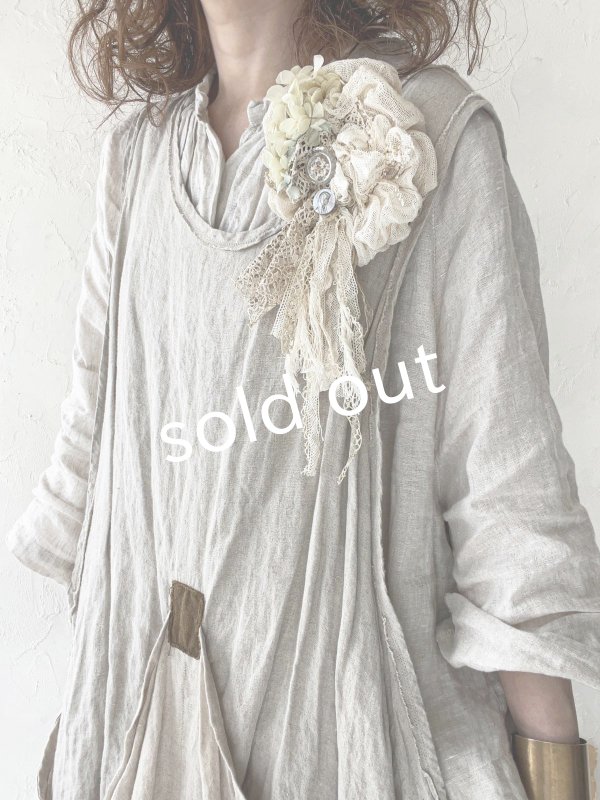 画像9: pollenbienco／アンティークレースのコサージュ・D (9)