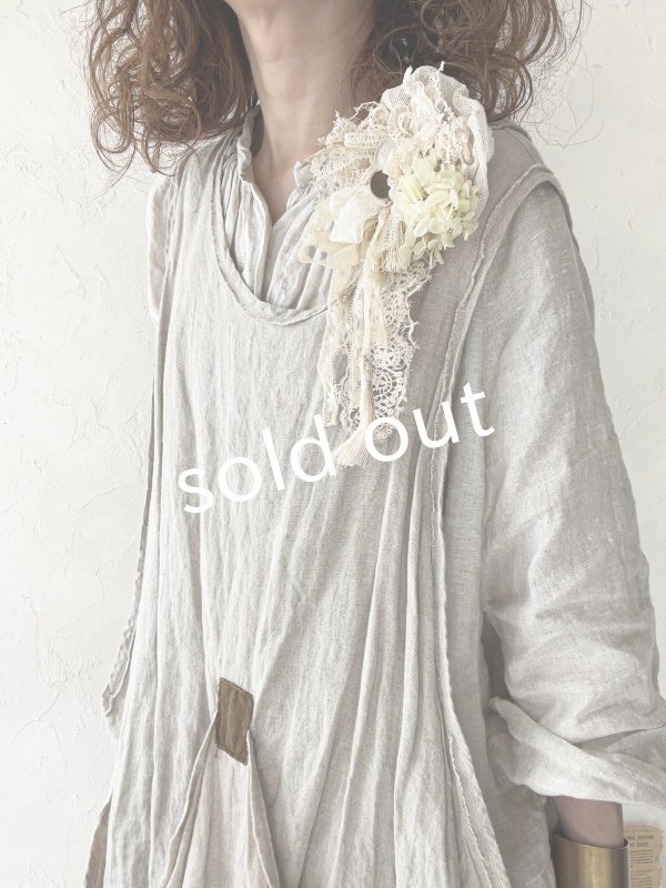 画像7: pollenbienco／アンティークレースのコサージュ・A (7)