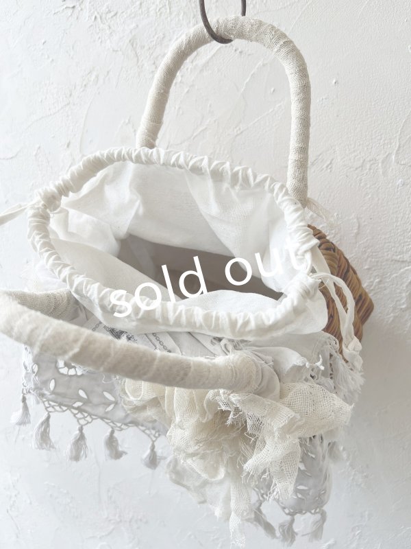 画像7: pollenbienco／アンティークレースのタッセルバスケット (7)