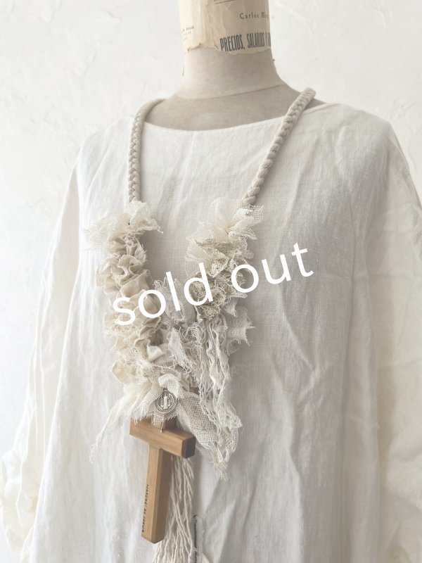 画像5: pollenbienco／アンティークレースと十字架のネックレス・C (5)