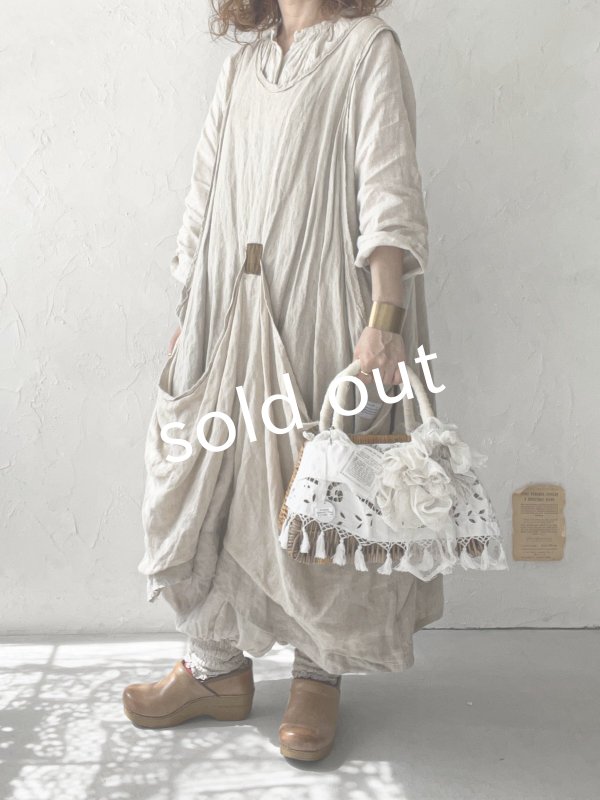 画像3: pollenbienco／アンティークレースのタッセルバスケット (3)