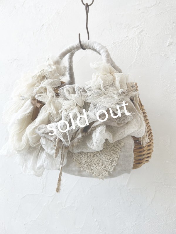 画像12: pollenbienco／アンティークレースと十字架のバスケット・D (12)