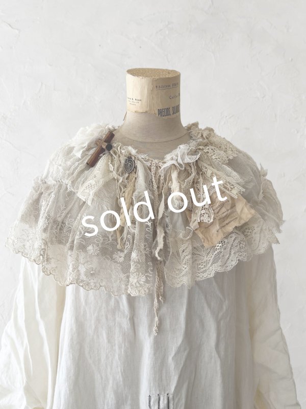 画像2: pollenbienco／アンティークレースのティペット・A (2)