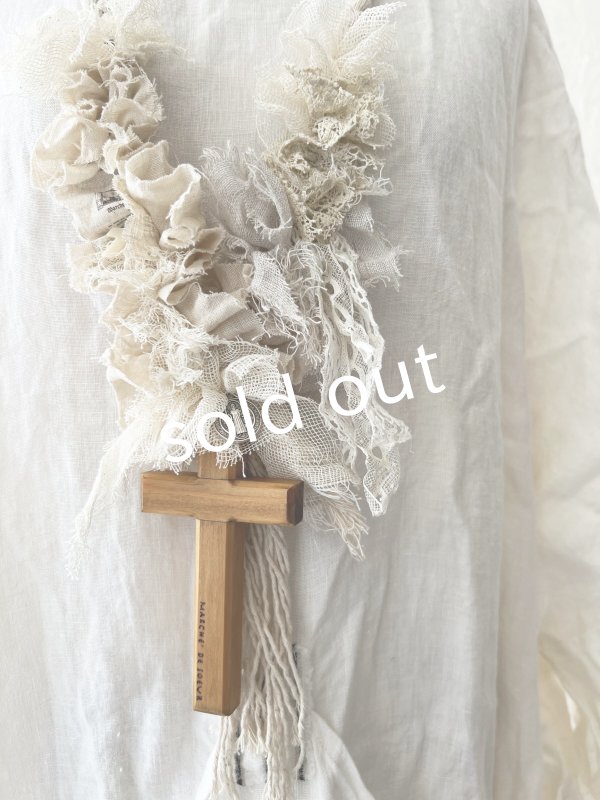 画像2: pollenbienco／アンティークレースと十字架のネックレス・C (2)