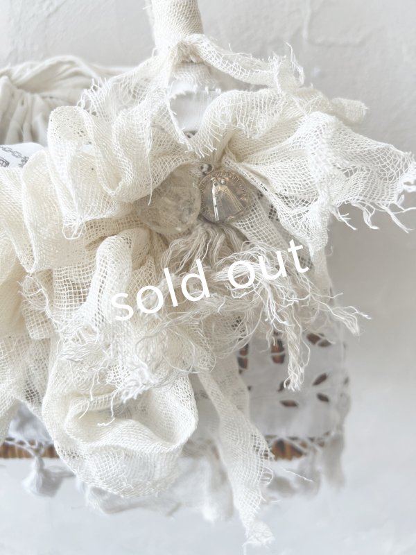 画像4: pollenbienco／アンティークレースのタッセルバスケット (4)