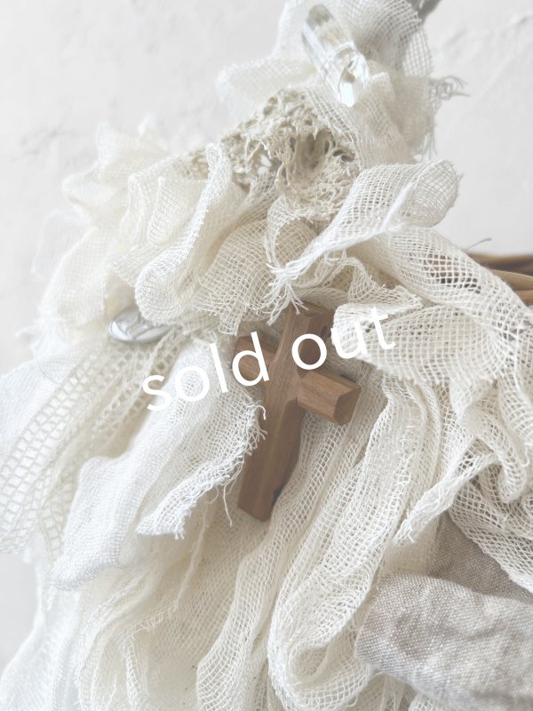 画像4: pollenbienco／アンティークレースと十字架のバスケット・D (4)