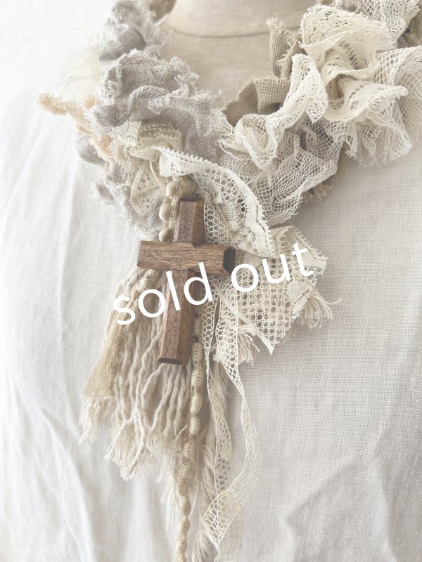 画像3: pollenbienco／アンティークレースと十字架のネックレス・B (3)