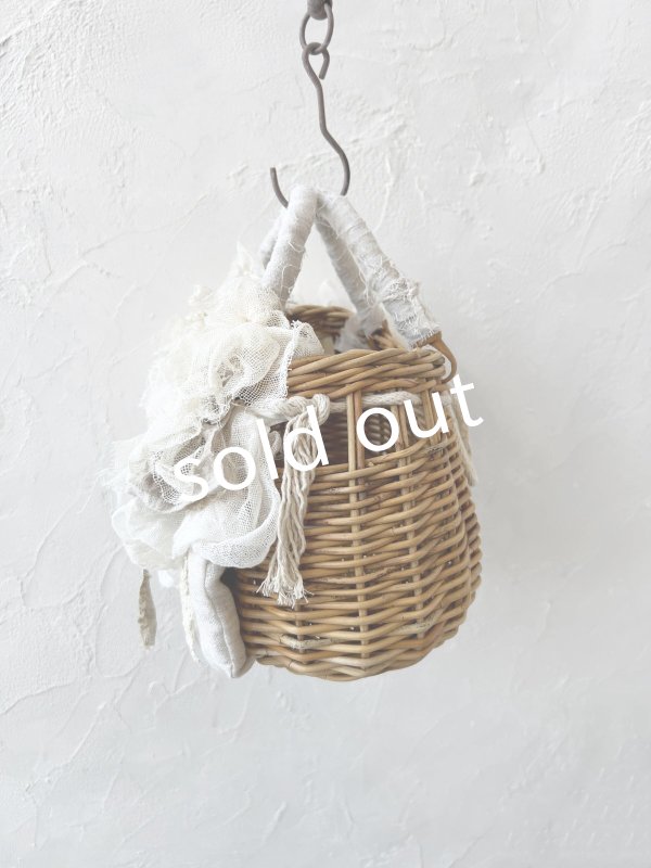 画像9: pollenbienco／アンティークレースと十字架のバスケット・D (9)