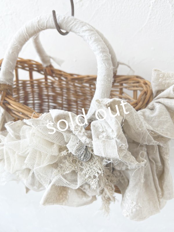 画像6: pollenbienco／アンティークレースと十字架のバスケット・E (6)