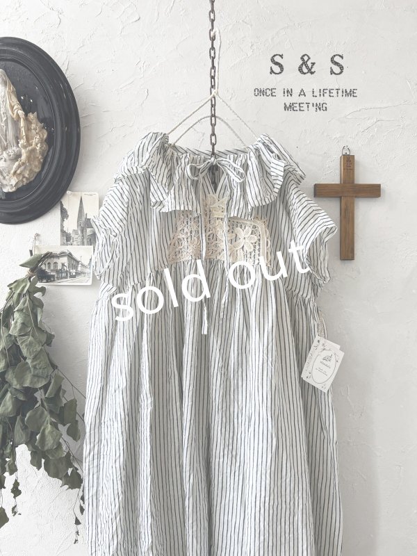 画像2: shizuka's/アンティークレースのフリル襟フレンチワンピース・B (2)