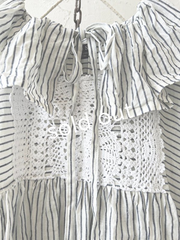 画像4: shizuka's/アンティークレースのフリル襟フレンチワンピース・A (4)