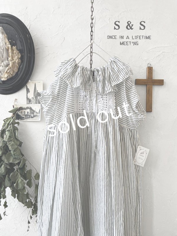 画像2: shizuka's/アンティークレースのフリル襟フレンチワンピース・A (2)