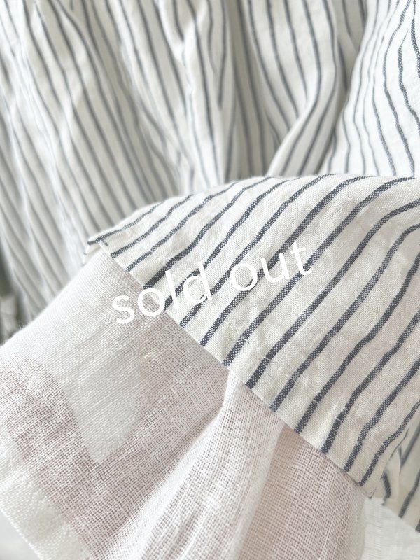 画像3: shizuka's/フレンチ袖レイヤードブラウス・ストライプ (3)