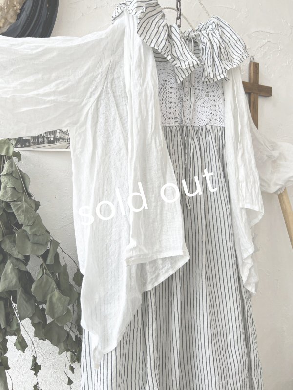 画像7: shizuka's/リネンガーゼのパフ袖ジレ・オフ (7)