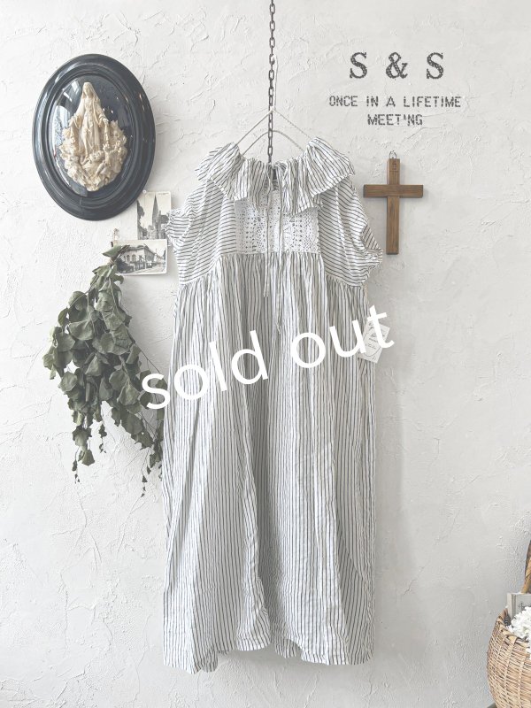 画像1: shizuka's/アンティークレースのフリル襟フレンチワンピース・A (1)