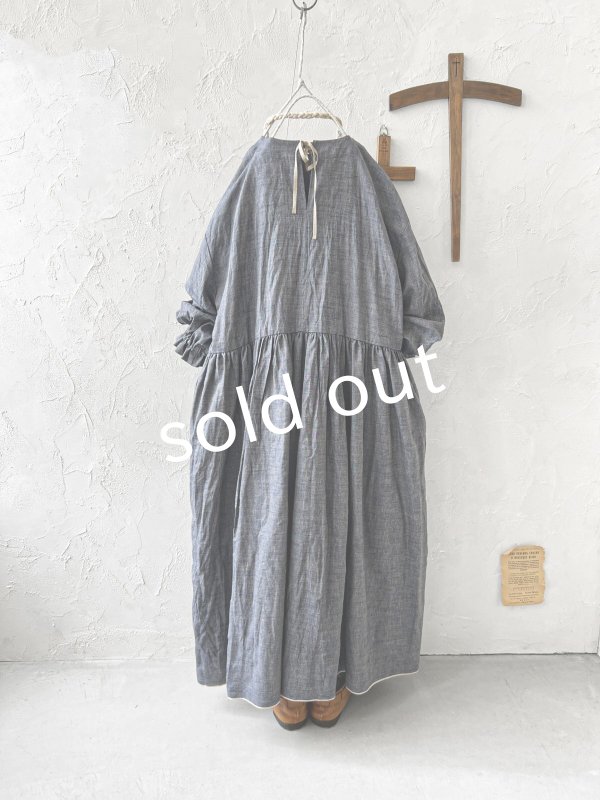 画像9: MARCHE' DE SOEUR／十字架ネックレス付きギャザーワンピース・ダンガリー (9)