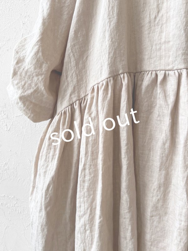 画像7: pollenbienco/アンティークレースのギャザーワンピース・ピンクベージュB (7)