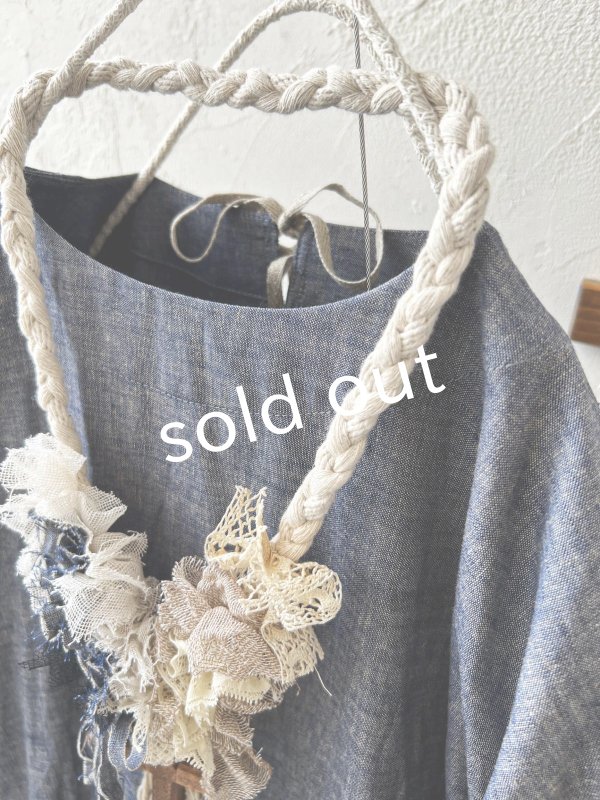 画像5: MARCHE' DE SOEUR／十字架ネックレス付きギャザーワンピース・ダンガリー (5)