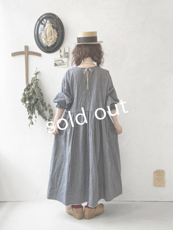 画像13: MARCHE' DE SOEUR／十字架ネックレス付きギャザーワンピース・ダンガリー (13)