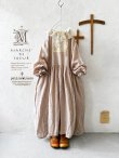 画像1: pollenbienco/アンティークレースのギャザーワンピース・ピンクベージュC (1)