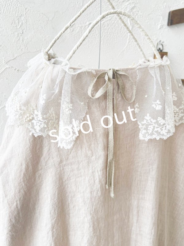 画像9: pollenbienco/アンティークレースのギャザーワンピース・ピンクベージュD (9)