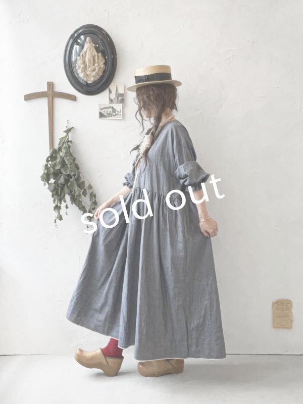 画像12: MARCHE' DE SOEUR／十字架ネックレス付きギャザーワンピース・ダンガリー (12)