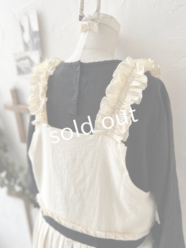 画像14: kosatofuku／フリルショルダーとプリーツリボンのワンピース・ アイボリー (14)