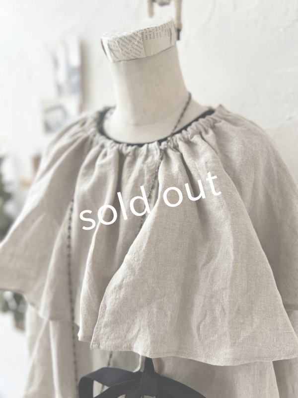 画像3: kosatofuku/リボンと大きなフリルカラーのブラウス・生成り (3)