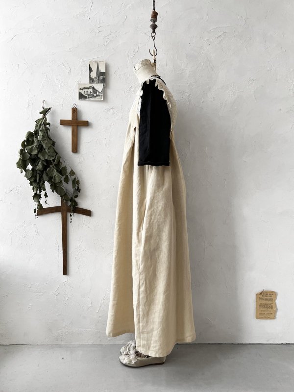 画像10: kosatofuku/レースフリルショルダーのサロペットワンピース・生成り (10)