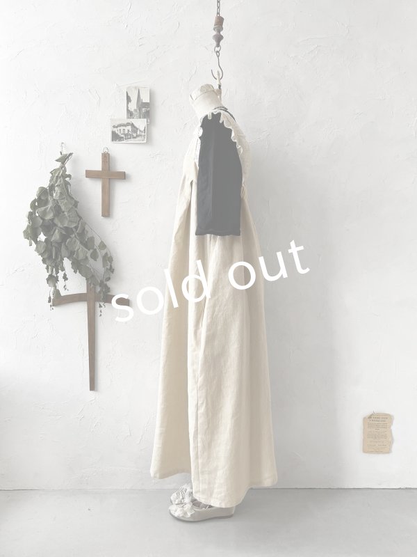 画像10: kosatofuku／レースフリルショルダーのサロペットワンピース・生成り (10)